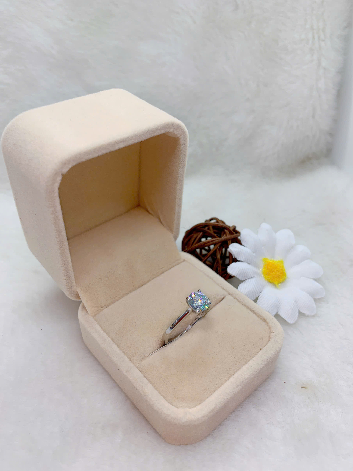 Nhẫn Moissanite ( D,FL,EX ) 9mm size 6 bạc 925-RMX135S07