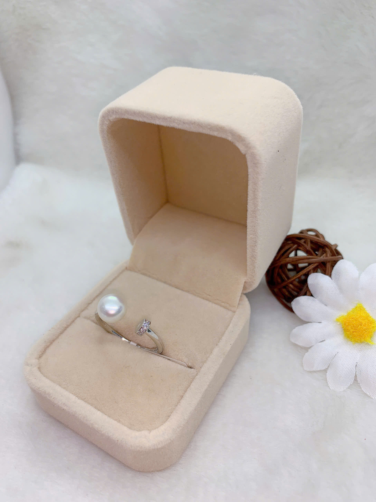 Nhẫn Ngọc Trai 8mm Bạc 950 - GP137