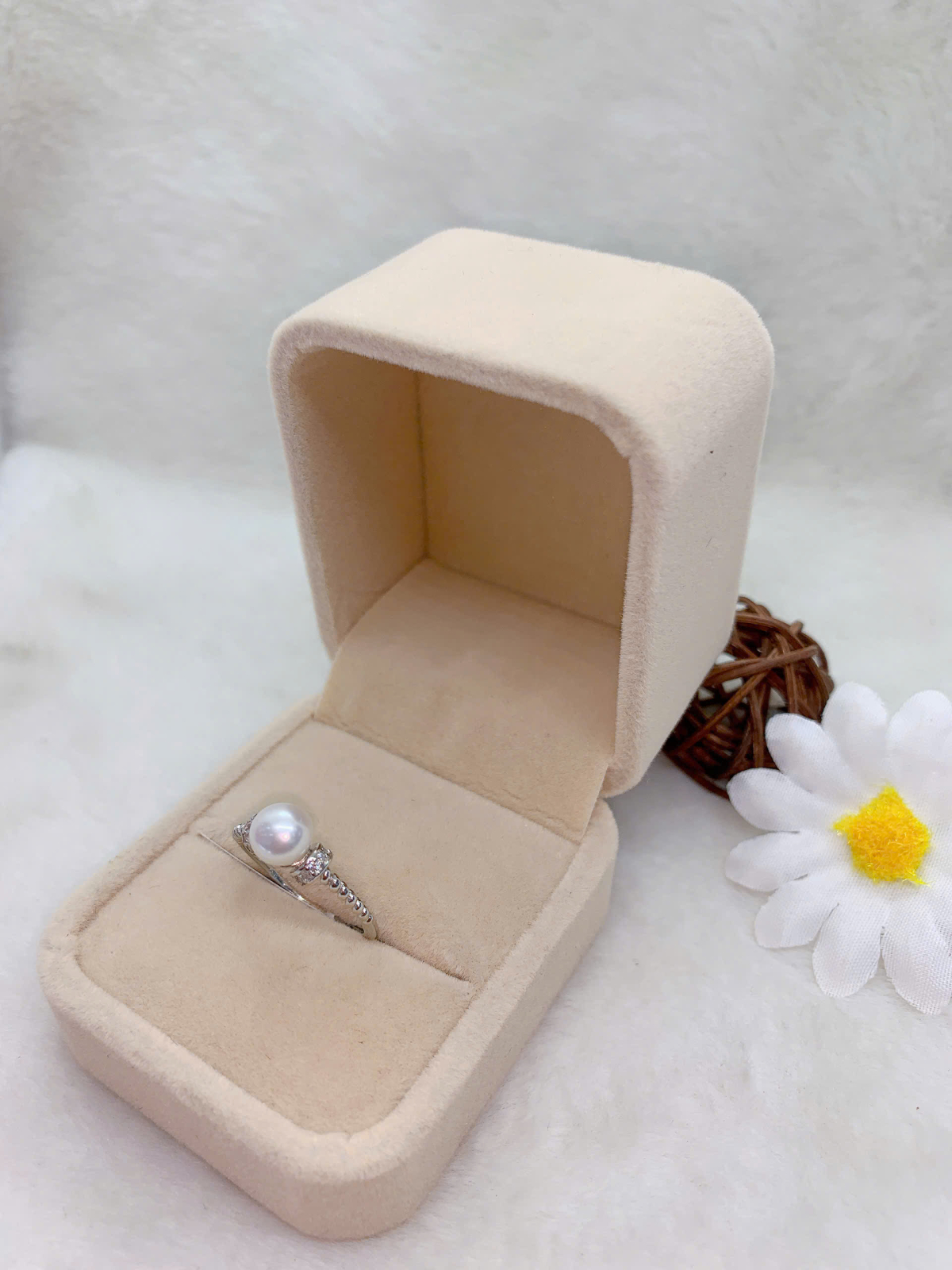 Nhẫn Ngọc Trai 8mm Bạc 950 - GP198