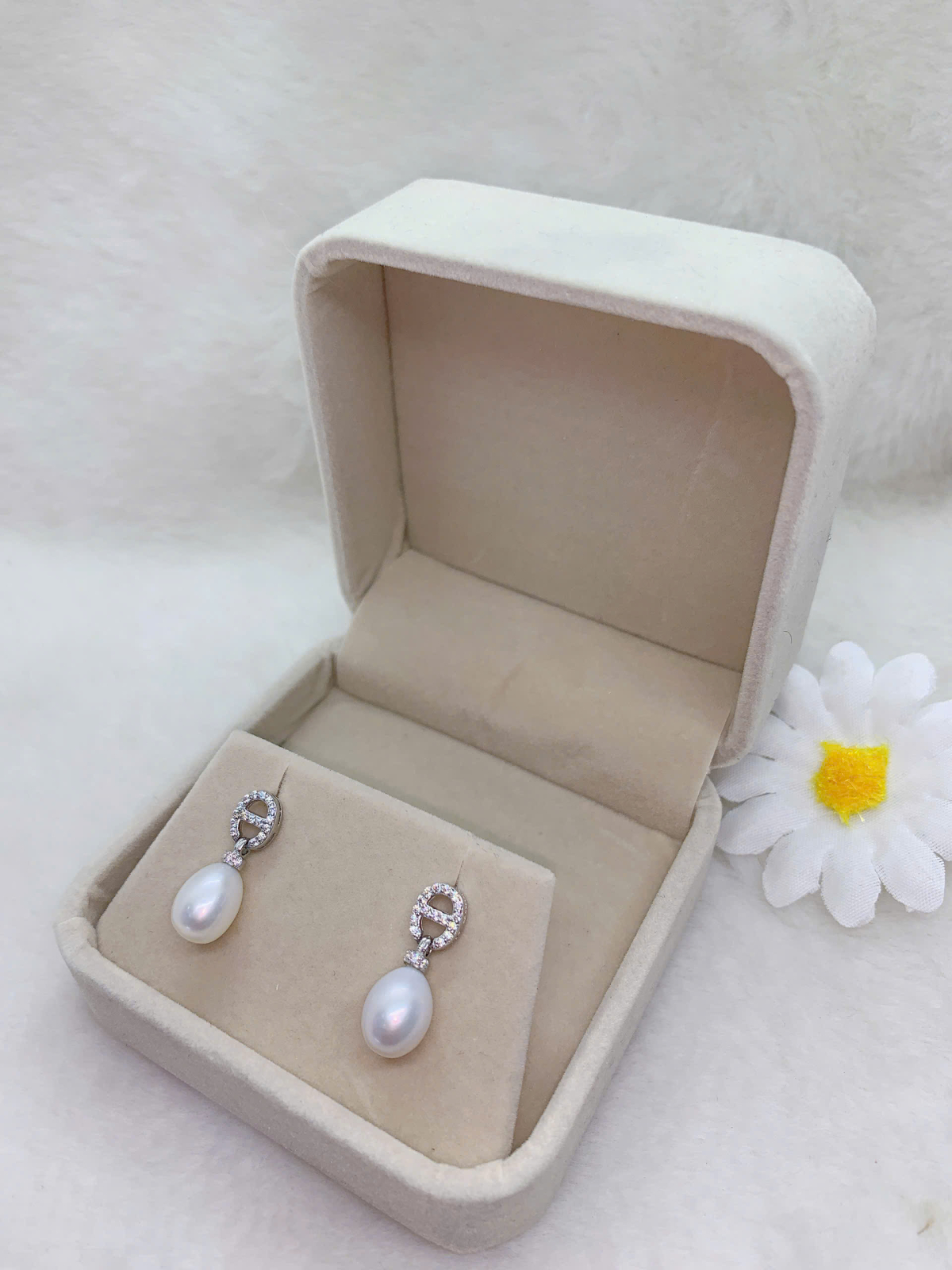 Hoa Tai Ngọc Trai 7.5mm Bạc 950 - GP214