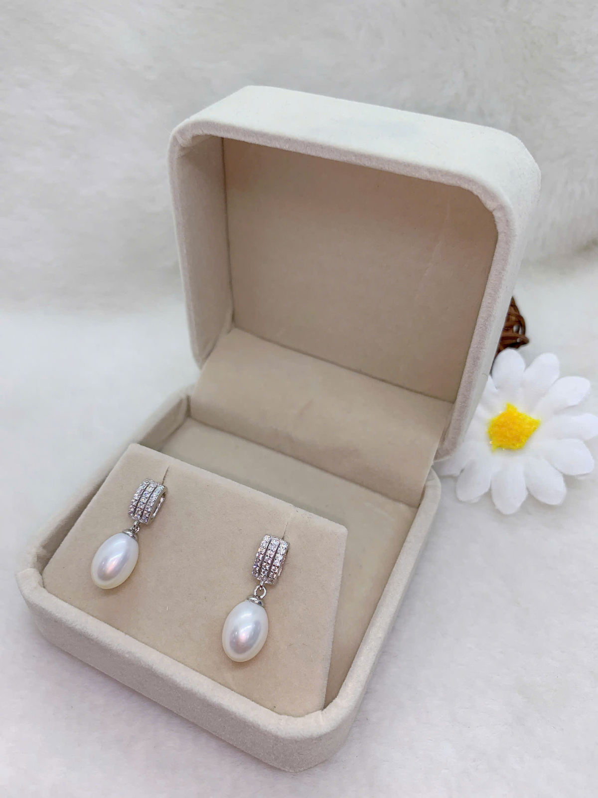 Hoa Tai Ngọc Trai 8mm Bạc 950 - GP113