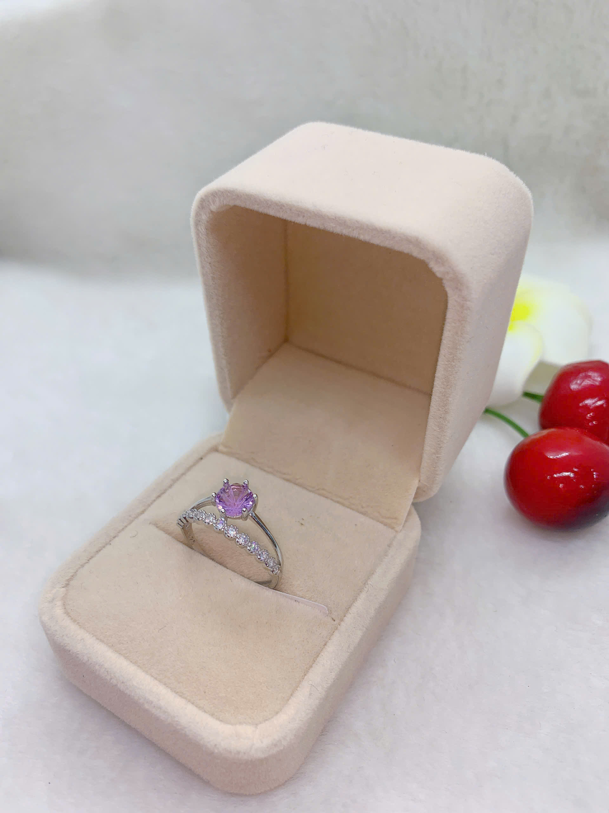 Nhẫn Nữ Đá Amethyst 6mm Bạc 925 - PA095