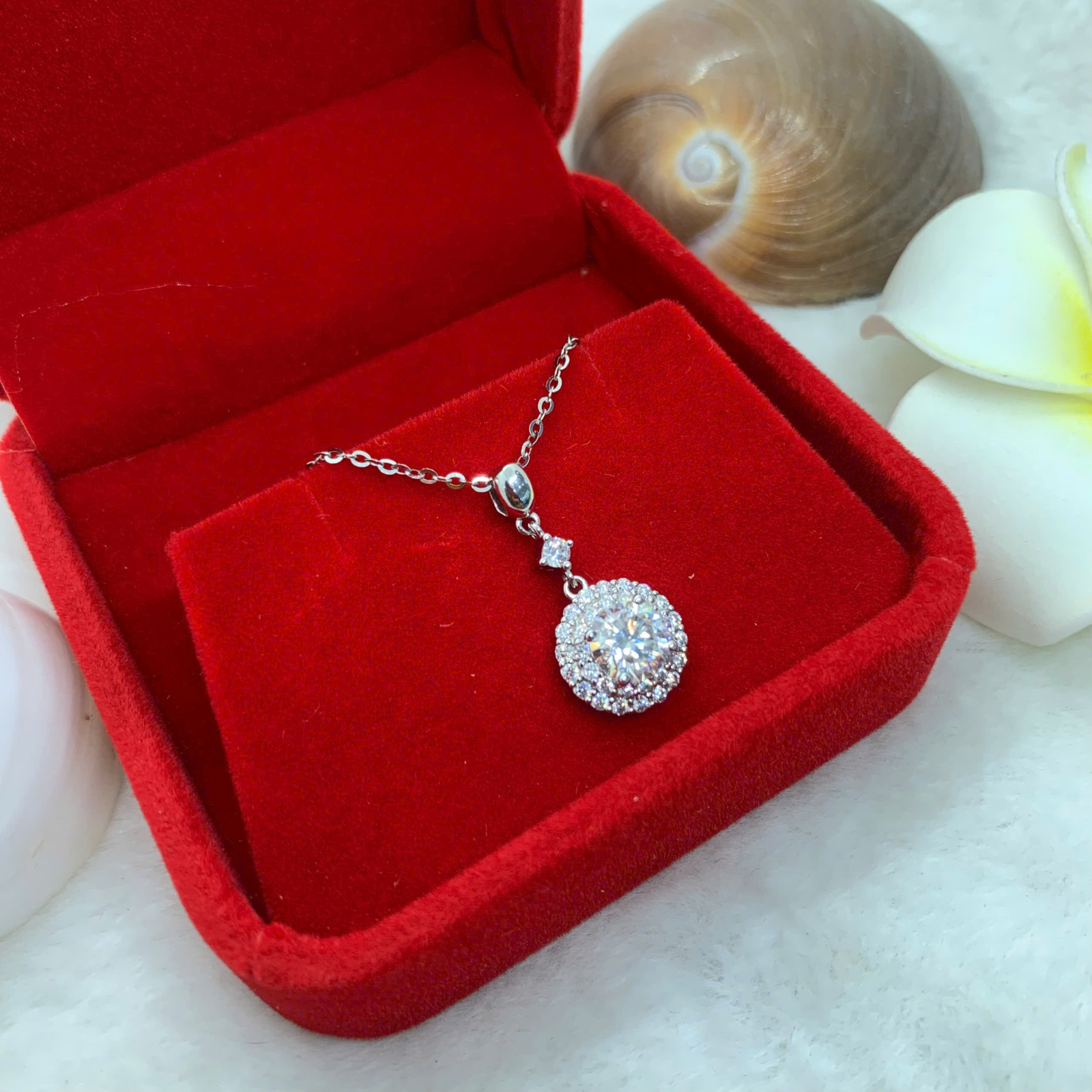 Mặt Dây Chuyền Moissanite ( D, FL, EX ) 6mm bạc 925 - MX041