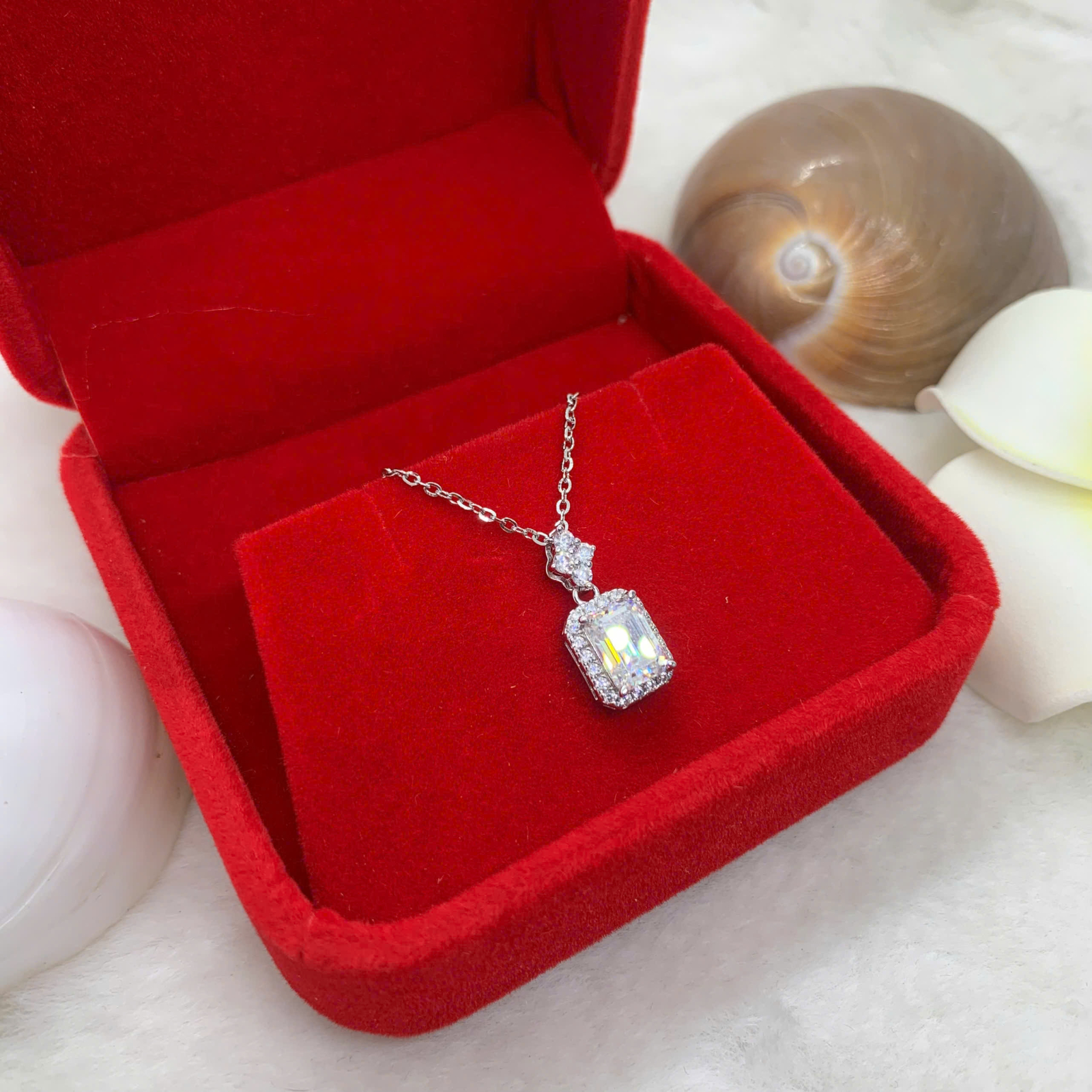 Mặt Dây Chuyền Moissanite ( D, FL, EX ) 5*7mm bạc 925 - MX004