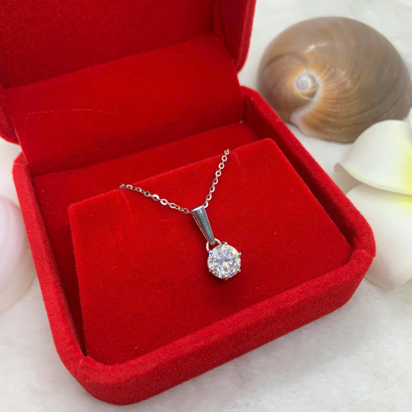 Mặt Dây Chuyền Moissanite ( D, FL, EX ) 6.5mm bạc 925 - MX010