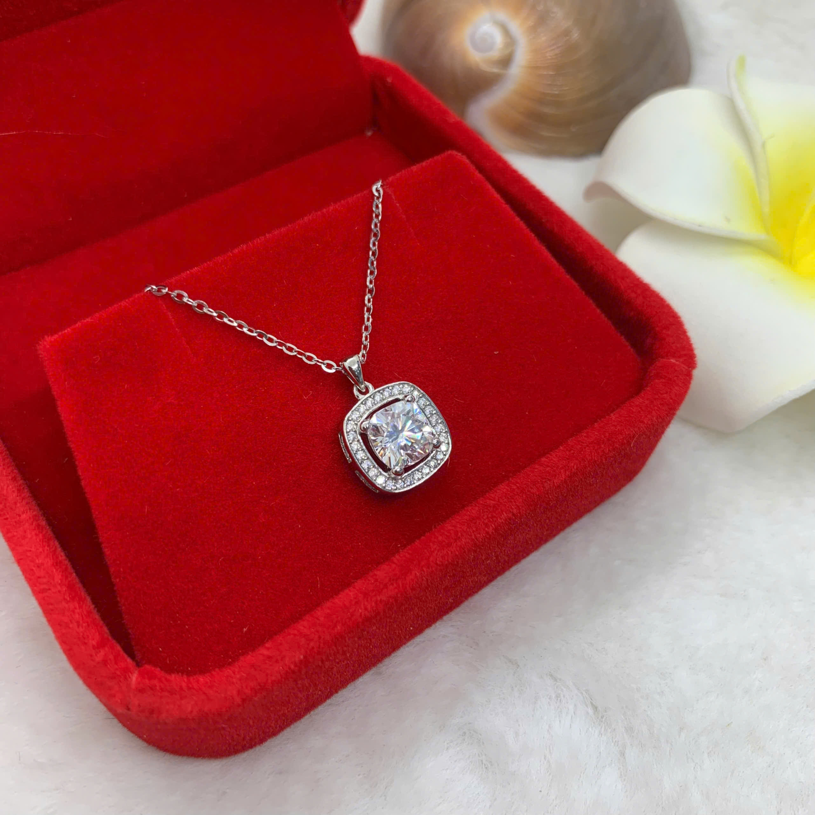 Mặt Dây Chuyền Moissanite ( D, FL, EX ) 6mm bạc 925 - MX030