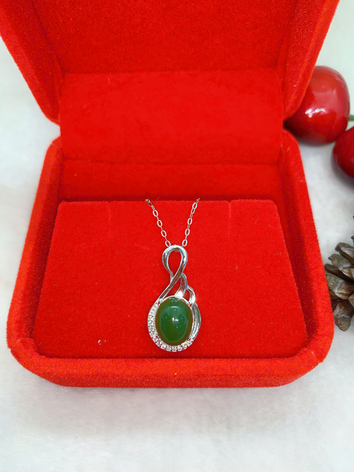 Mặt Dây Chuyền Ngọc Bích 8*10mm Bạc 925 - NE10878