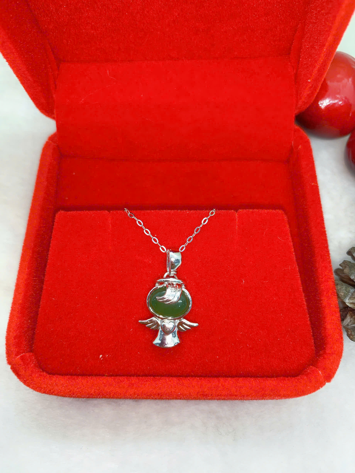 Mặt Dây Chuyền Ngọc Bích 6*8mm Bạc 925 - NE10665