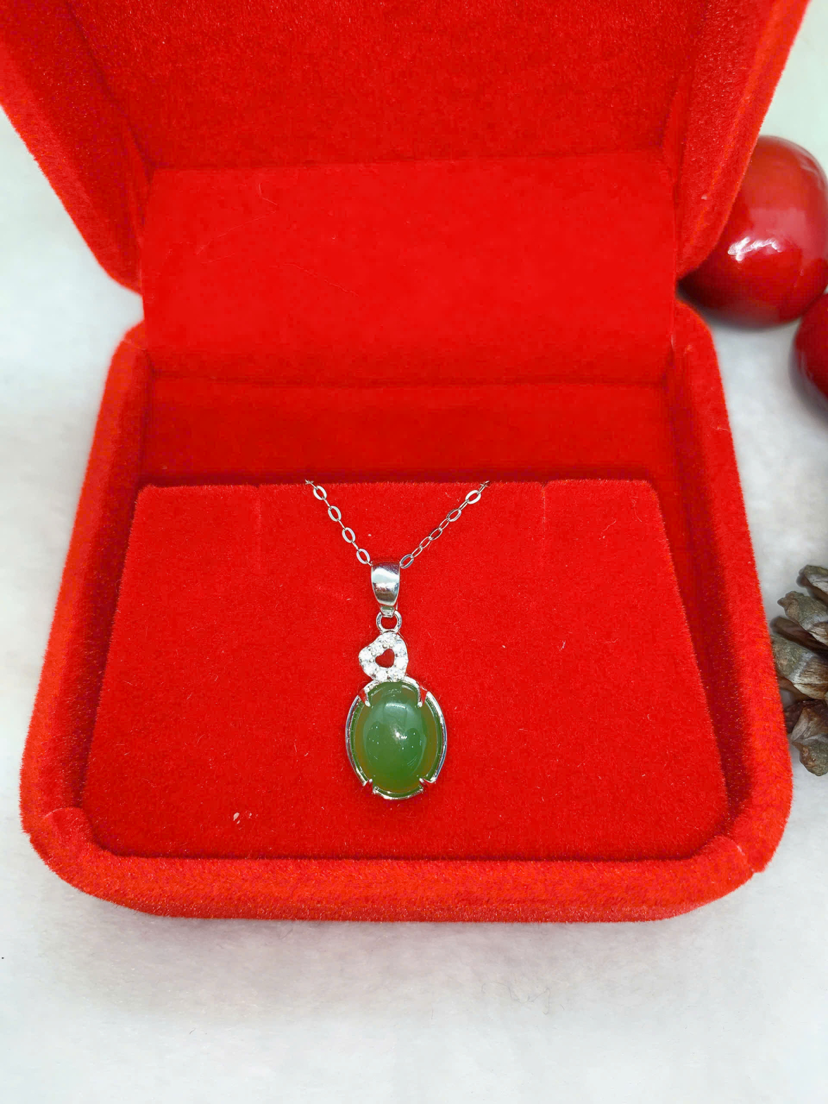 Mặt Dây Chuyền Ngọc Bích 8*10mm Bạc 925 - NE10484