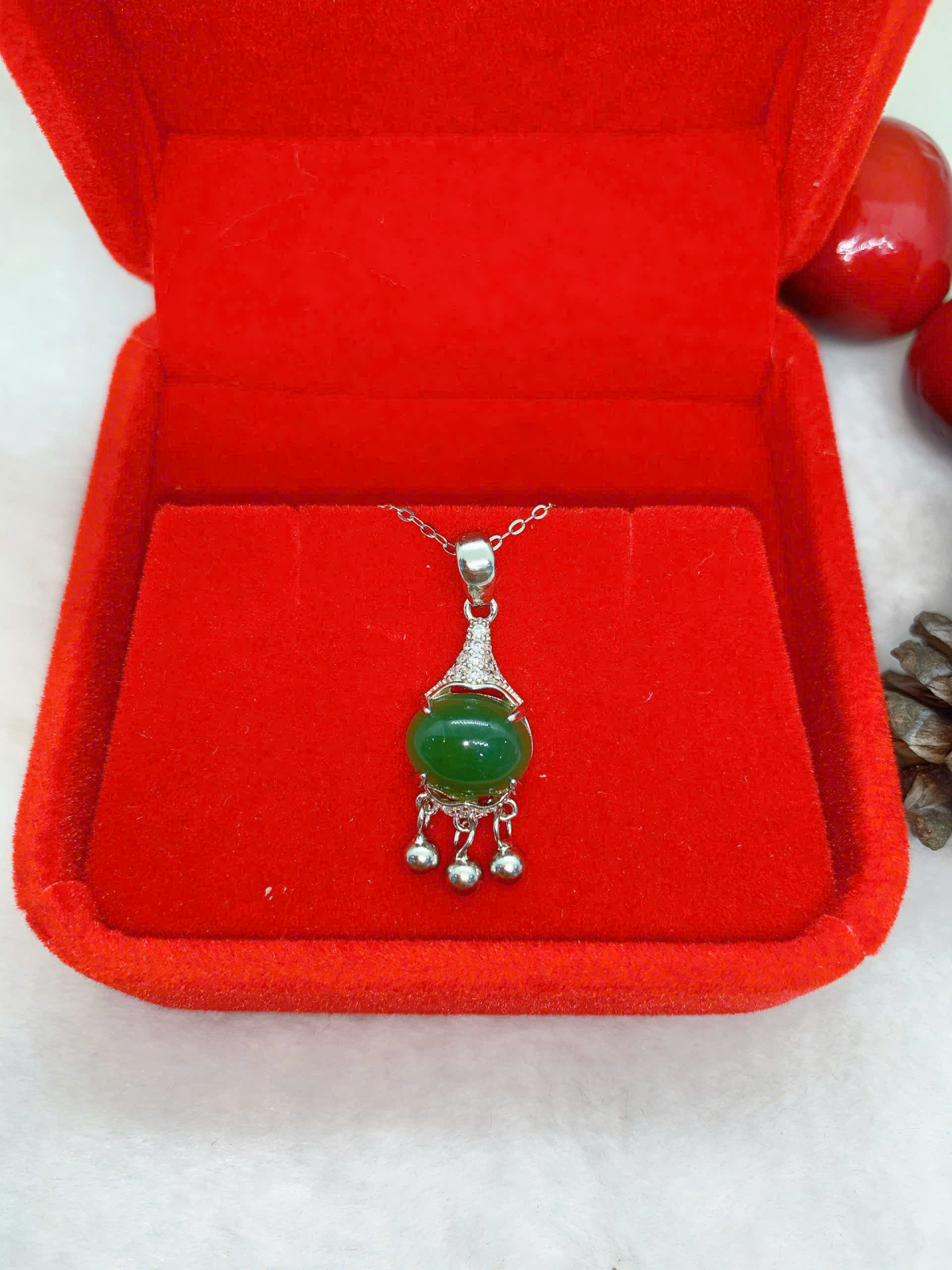 Mặt Dây Chuyền Ngọc Bích 8*10mm Bạc 925 - NE10683