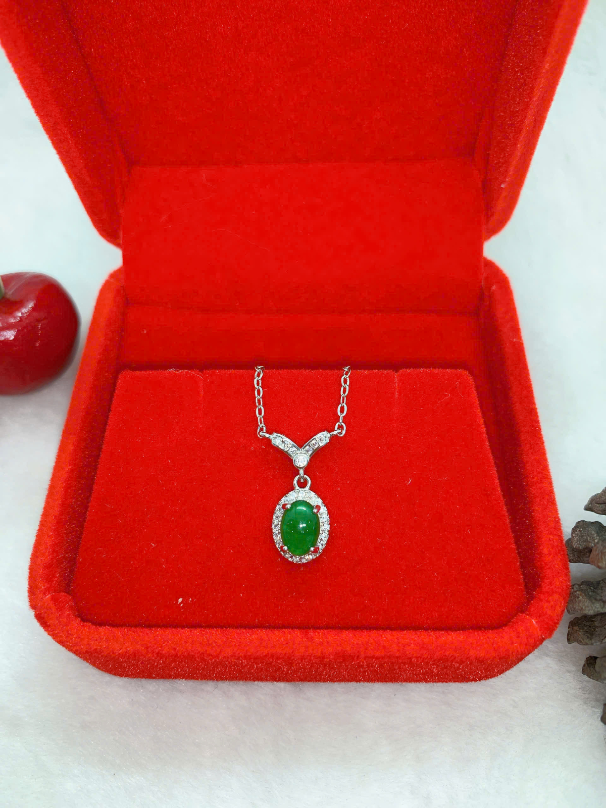 Mặt Dây Chuyền Ngọc Bích 5*7mm Bạc 925 - NE30004