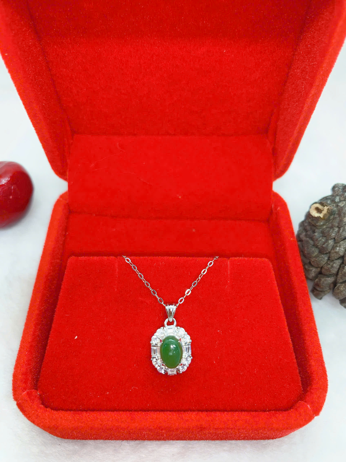 Mặt Dây Chuyền Ngọc Bích 5*7mm Bạc 925 - NE10862