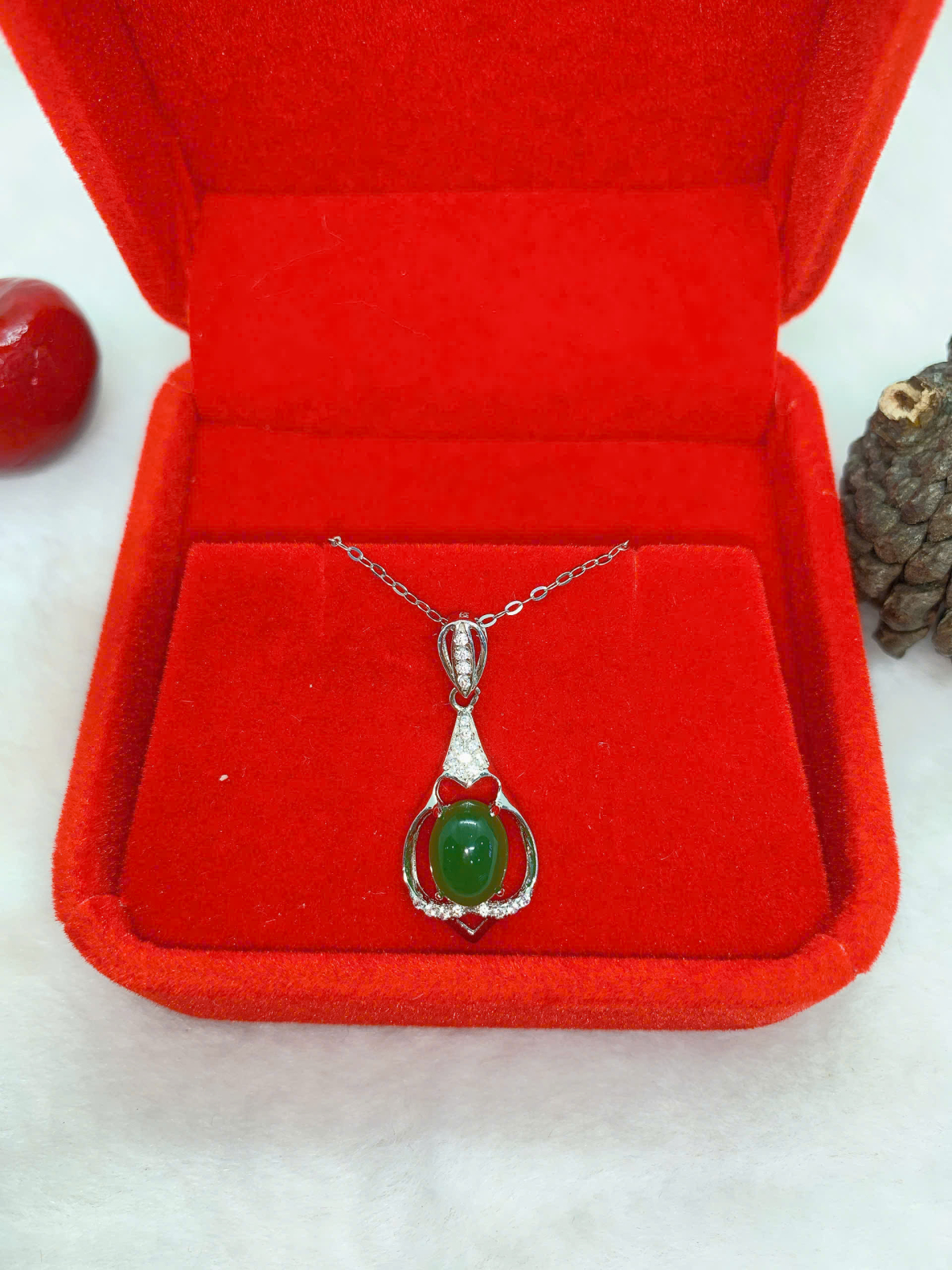 Mặt Dây Chuyền Ngọc Bích 6*8mm Bạc 925 - NE10445