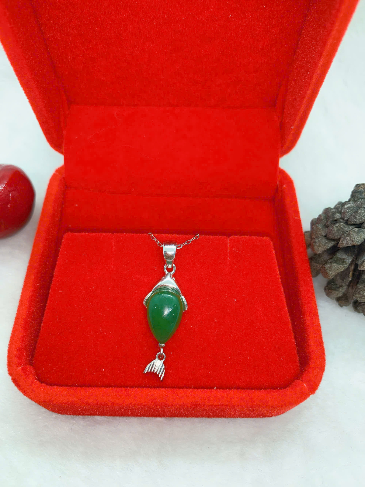 Mặt Dây Chuyền Ngọc Bích 8*12mm Bạc 925 - NE10333