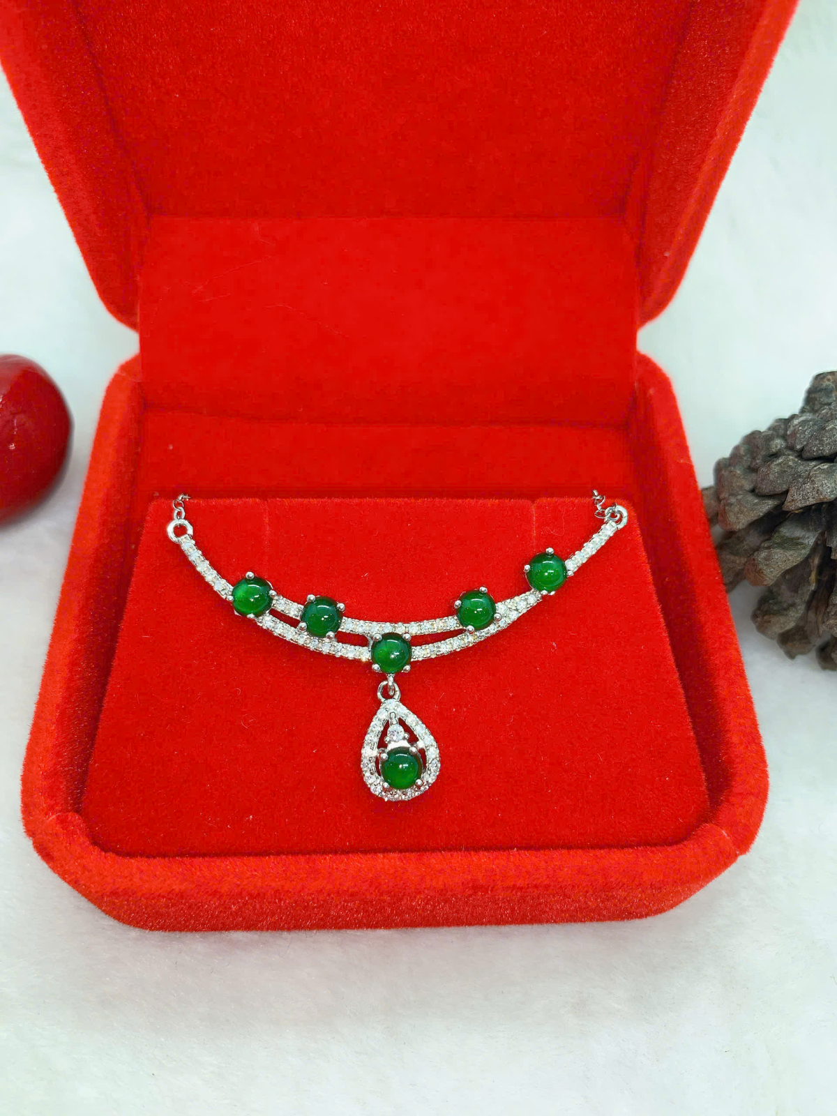 Mặt Dây Chuyền Ngọc Bích 4mm Bạc 925 - NE30003