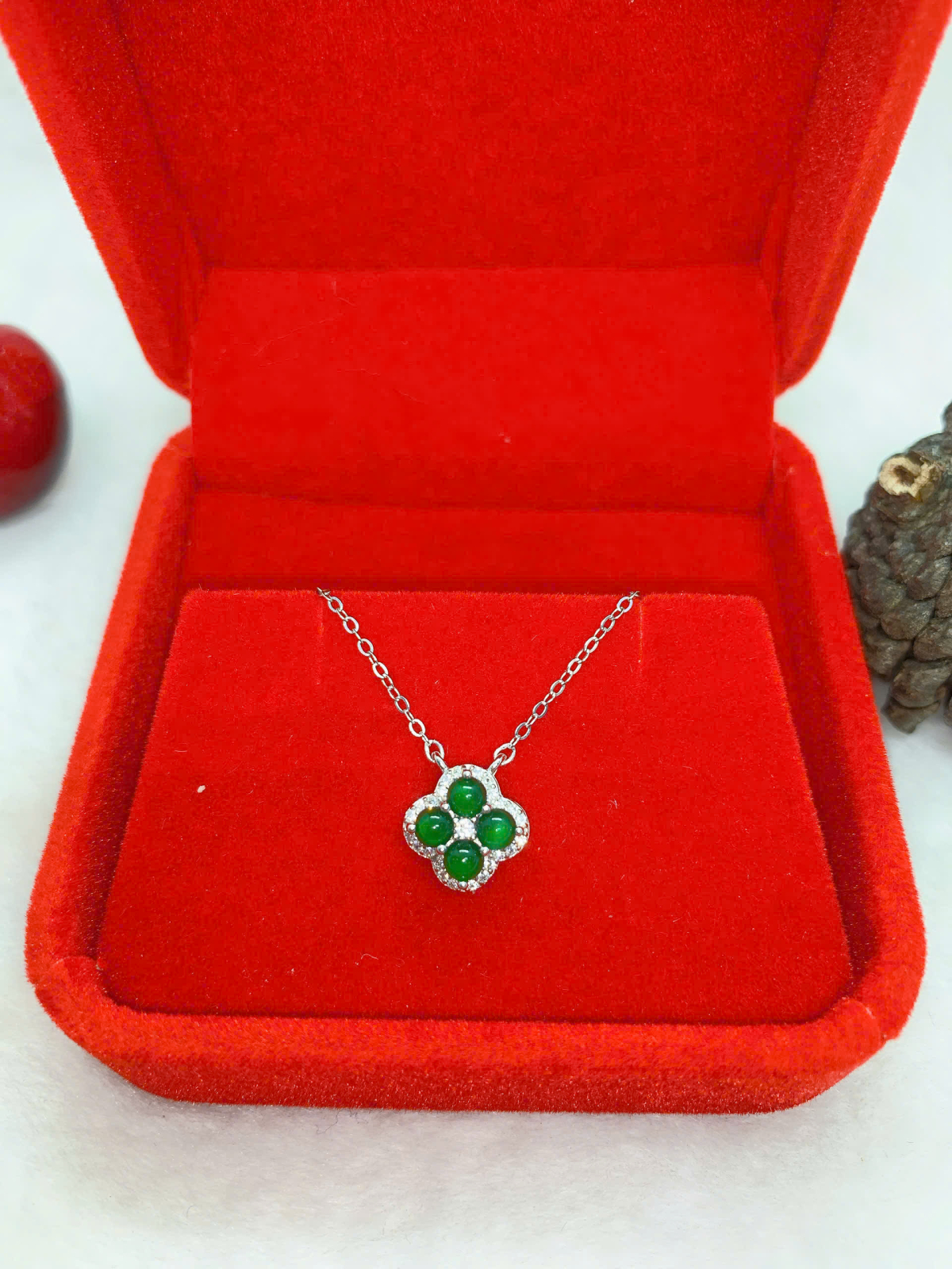 Mặt Dây Chuyền Ngọc Bích 3mm Bạc 925 - NE30008