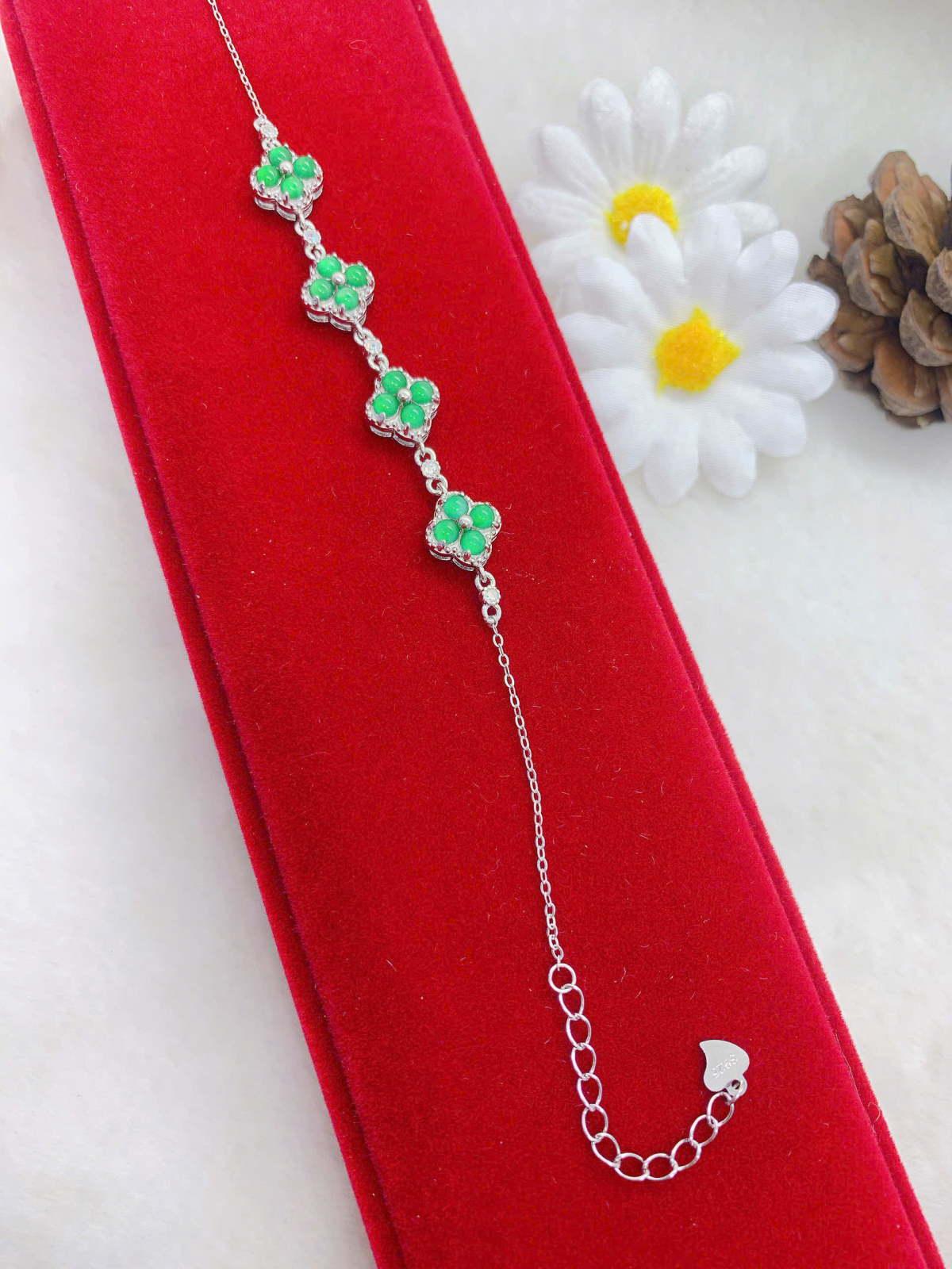 Lắc Tay Ngọc Bích 3mm Bạc 925 - NE35013