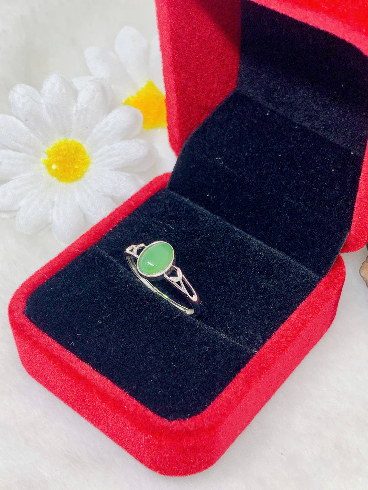 Nhẫn Ngọc Bích 5*7mm bạc 925 - NE11515