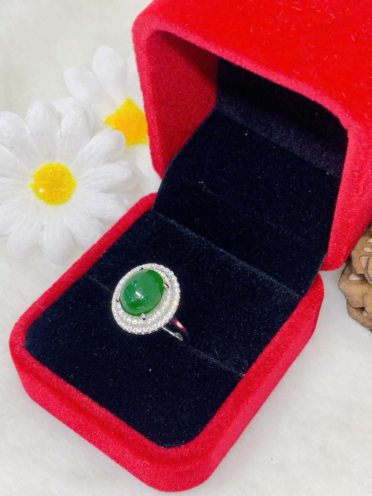 Nhẫn Ngọc Bích 8*10mm bạc 925 - NE11252