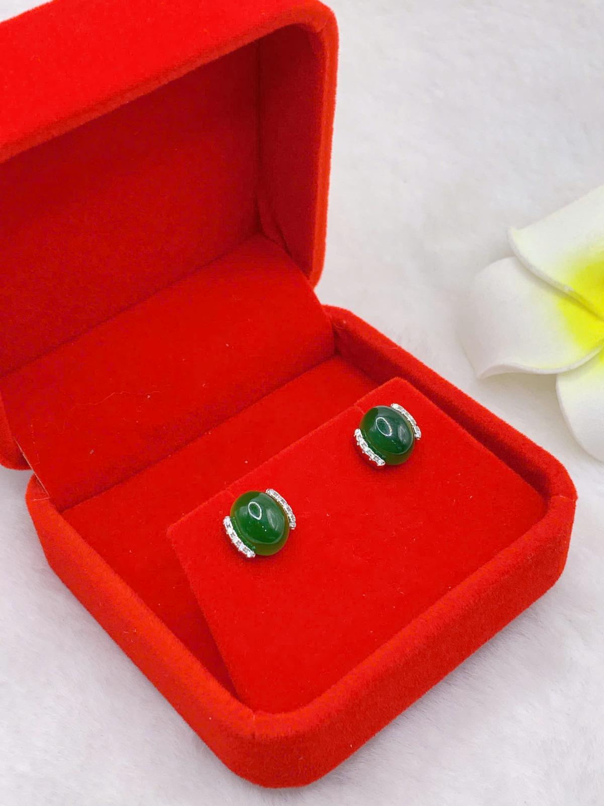 Hoa Tai Ngọc Bích 8*10mm Bạc 925 - NE12112