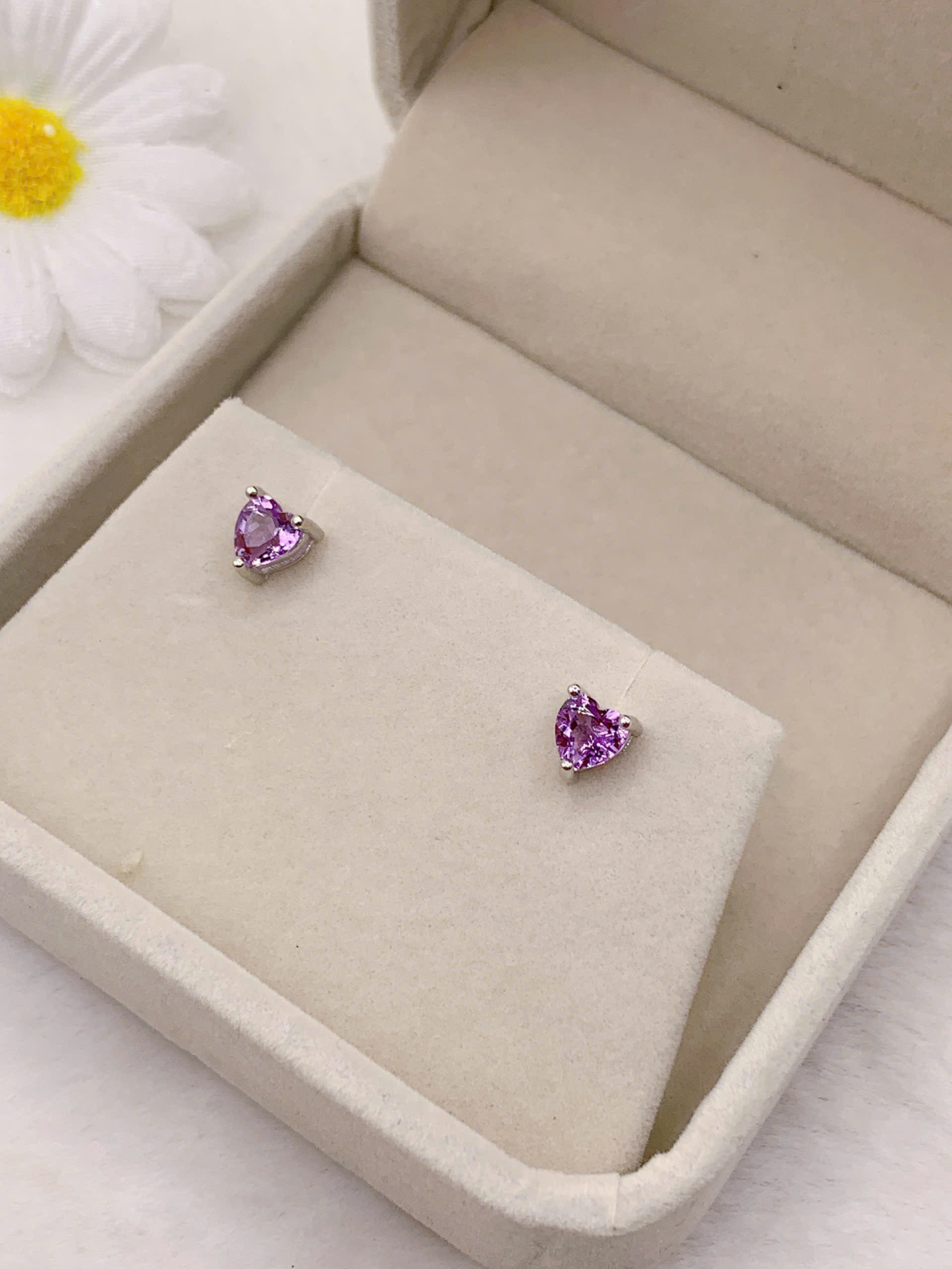 Hoa Tai Đá Amethyst 5mm Bạc 925 - PA029