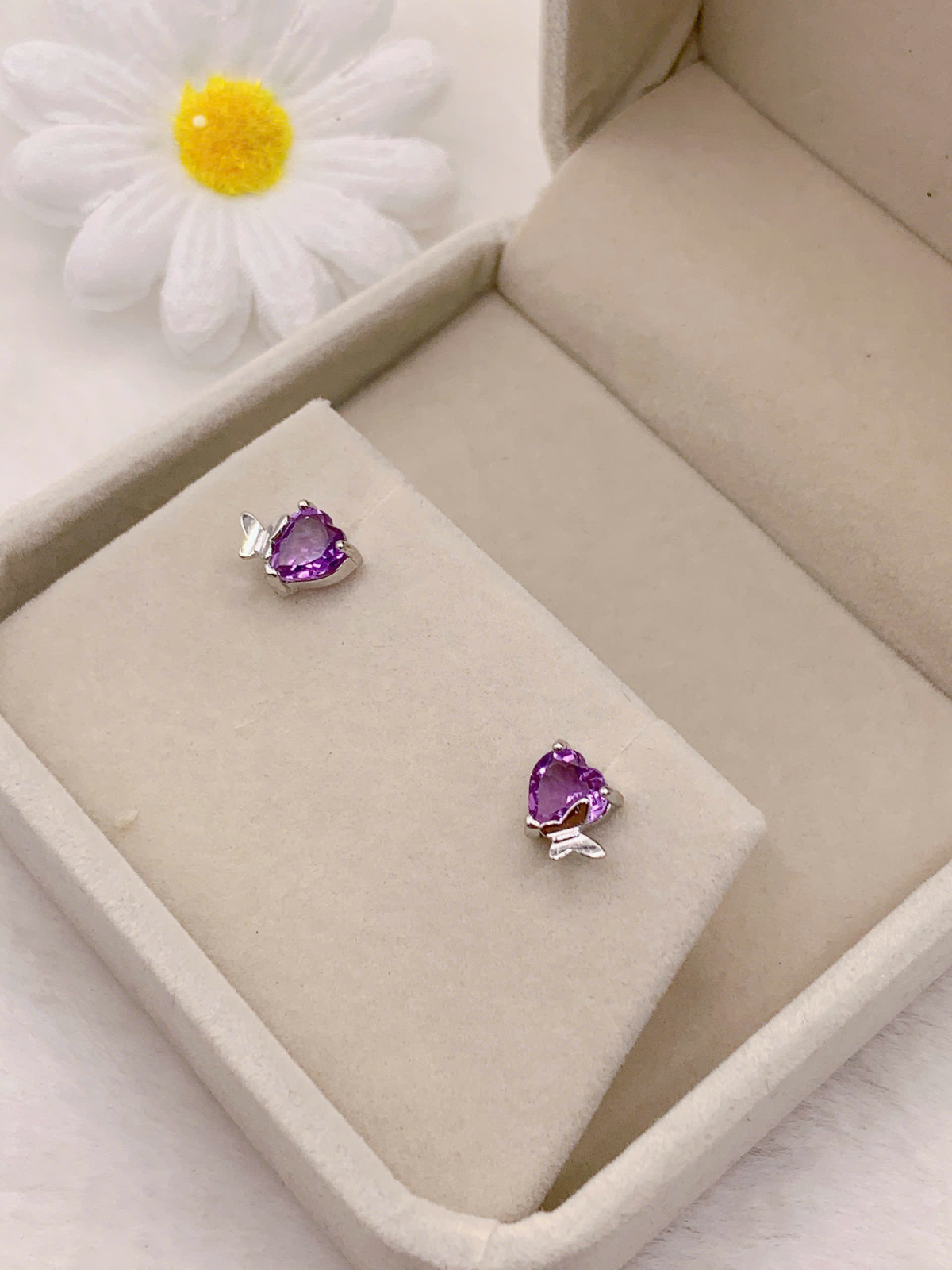 Hoa Tai Đá Amethyst 6mm Bạc 925 - PA030