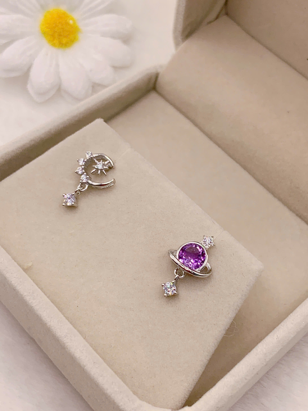 Hoa Tai Đá Amethyst 5mm Bạc 925 - PA034