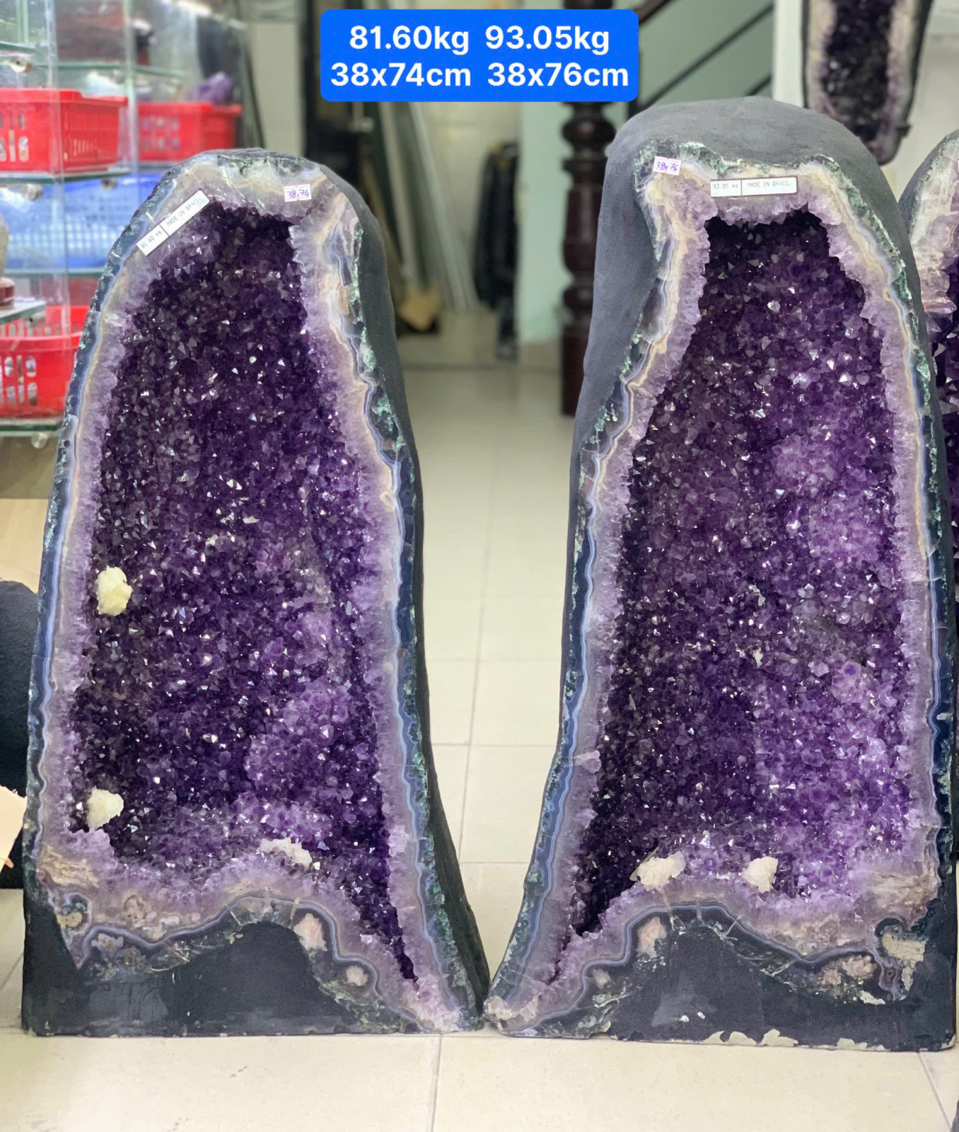 Cặp Hốc Thạch Anh Tím 4A ( Tổng TL: 174.65kg )