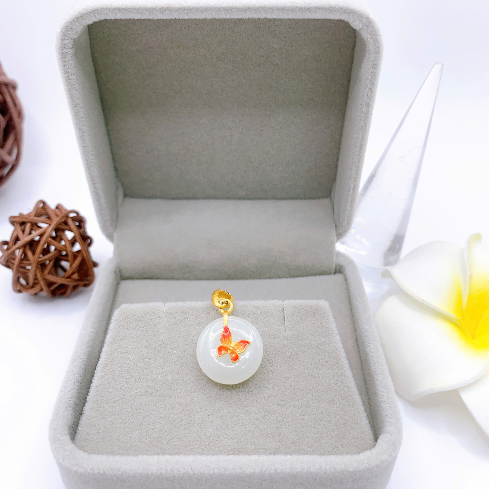 Mặt dây chuyền Bạch Ngọc 14mm bạc 925-EW4738-6