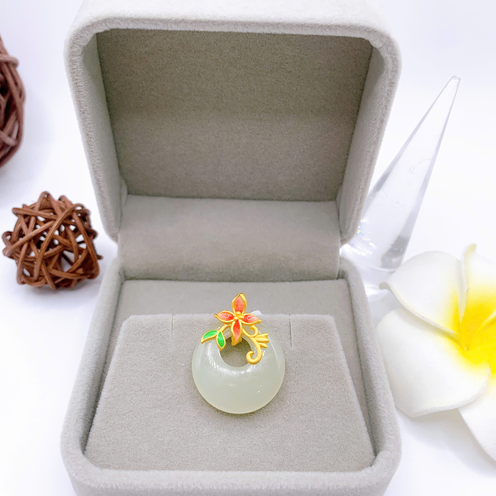 Mặt dây chuyền Bạch Ngọc 20mm bạc 925-EW5562-6