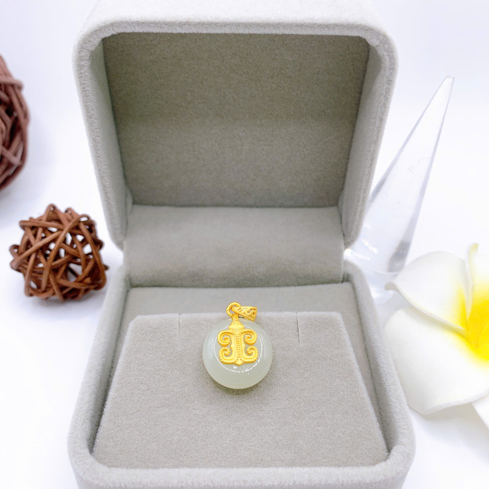 Mặt dây chuyền Bạch Ngọc 15mm bạc 925-3141-6