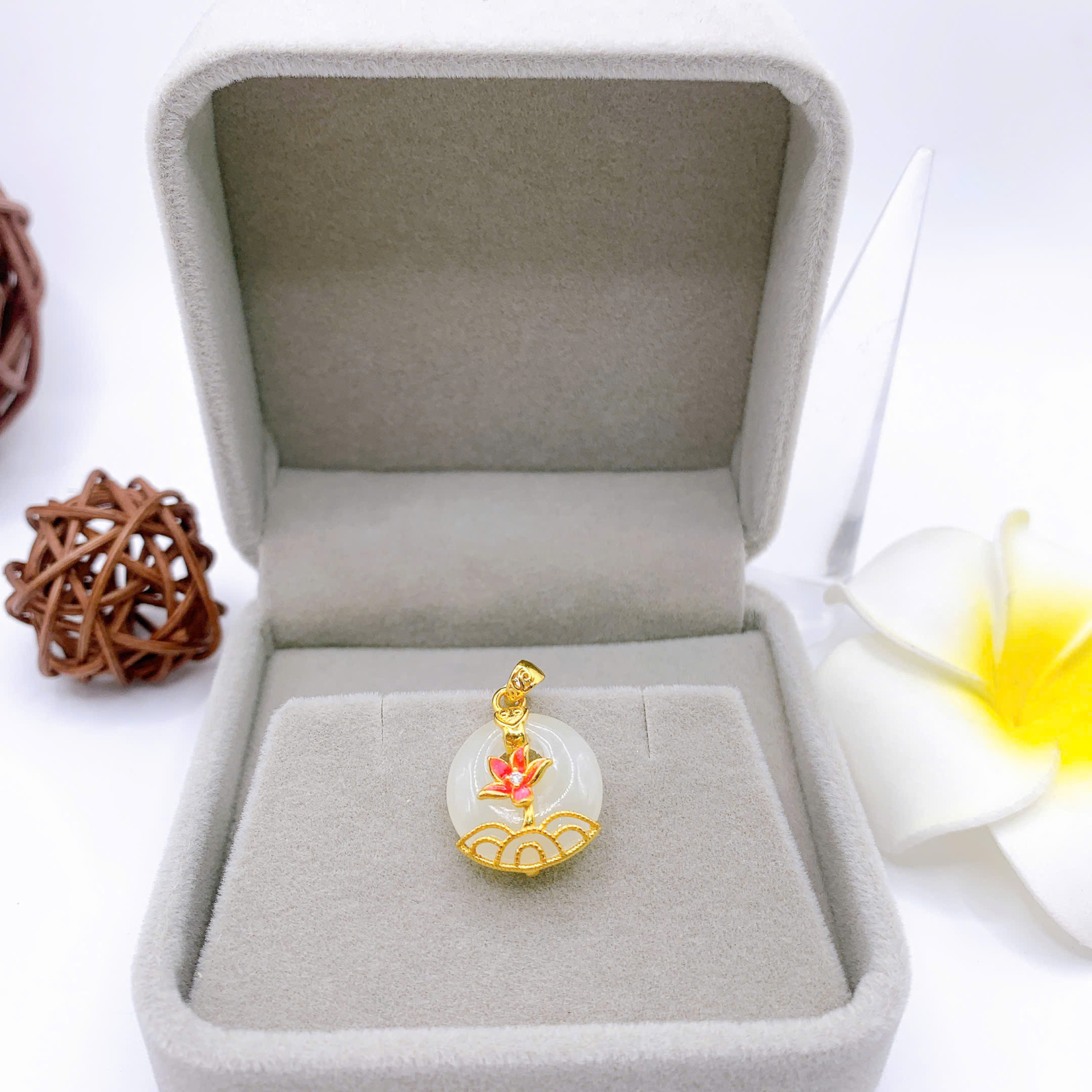 Mặt dây chuyền Bạch Ngọc 15mm bạc 925-EW3148-2