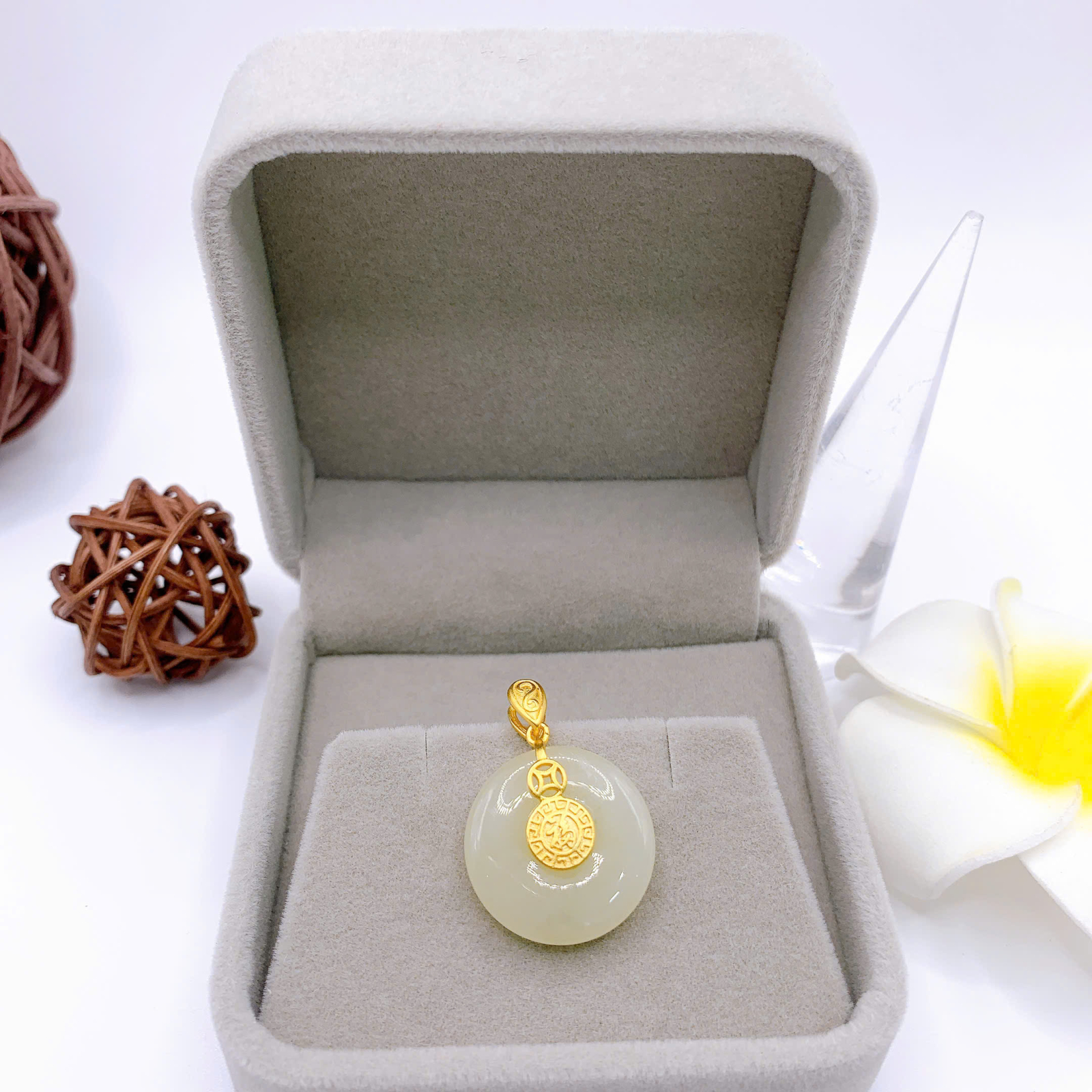 Mặt dây chuyền Bạch Ngọc 20mm bạc 925-EW4942-6