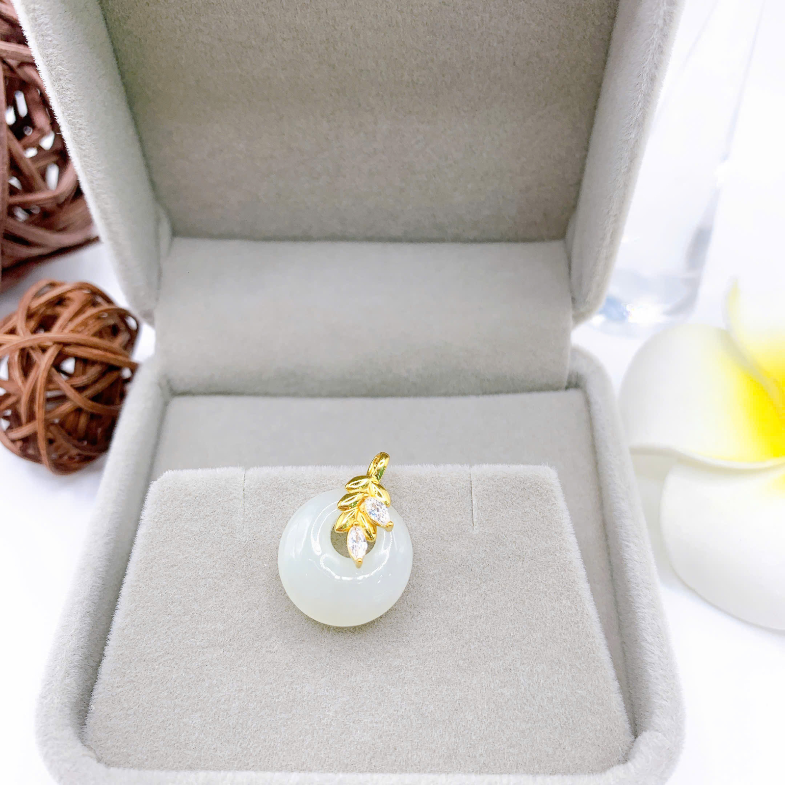  Mặt dây chuyền Bạch Ngọc 15mm bạc 925-EW3262-2