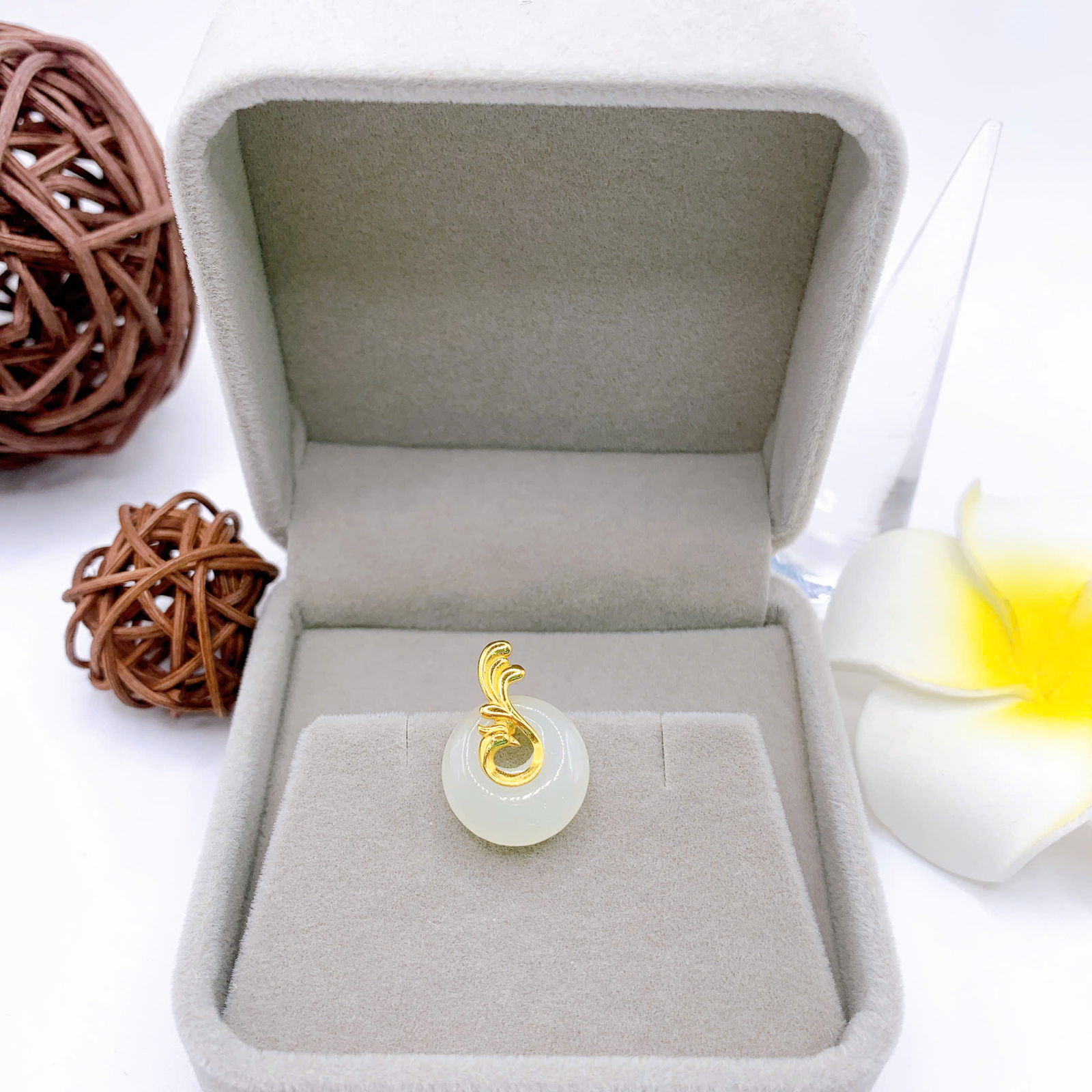 Mặt dây chuyền Bạch Ngọc 15mm bạc 925 -EW3149-2