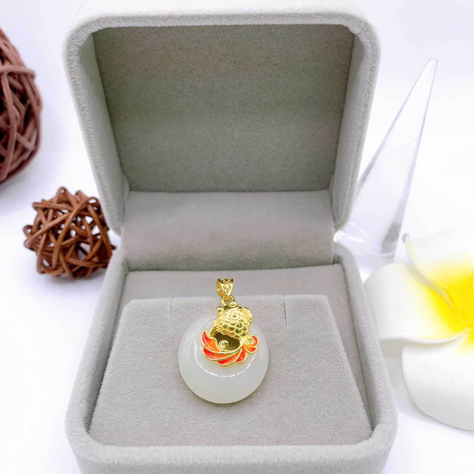 Mặt dây chuyền Bạch Ngọc 20mm bạc 925-EW3171-2