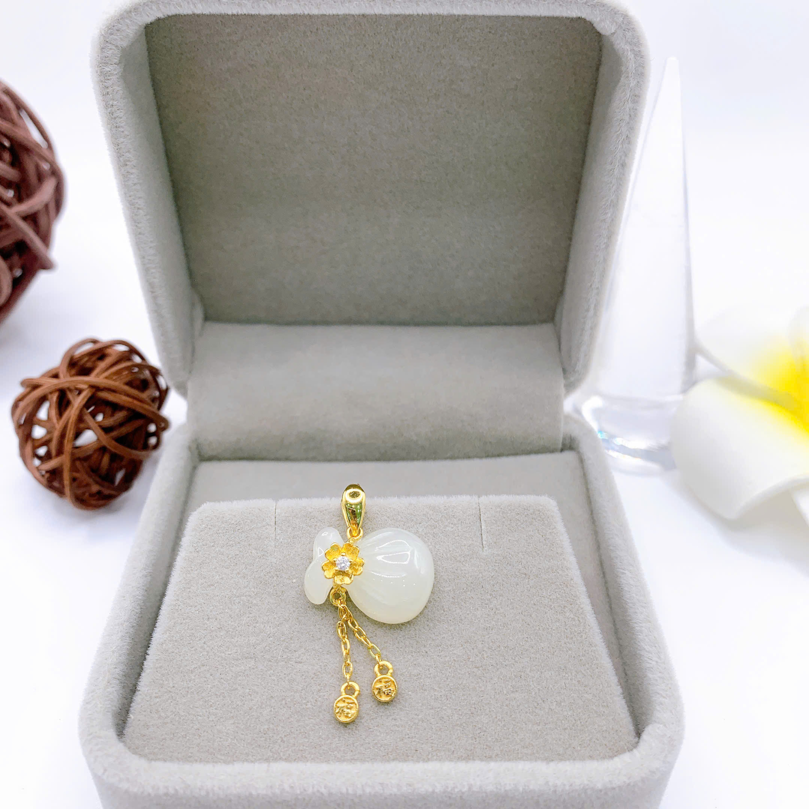 Mặt dây chuyền Bạch Ngọc 12*16mm bạc 925-EW4796-2