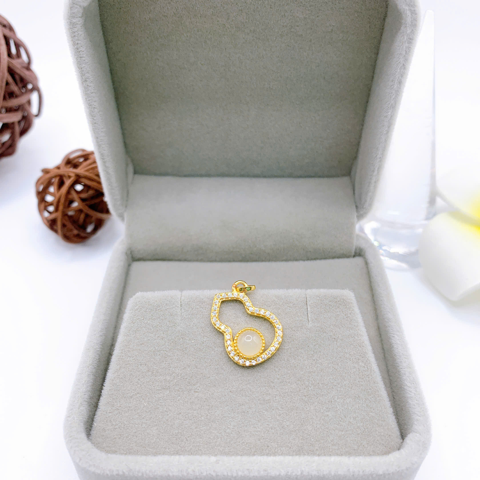 Mặt dây chuyền Bạch Ngọc 5mm bạc 925-EW3229-2