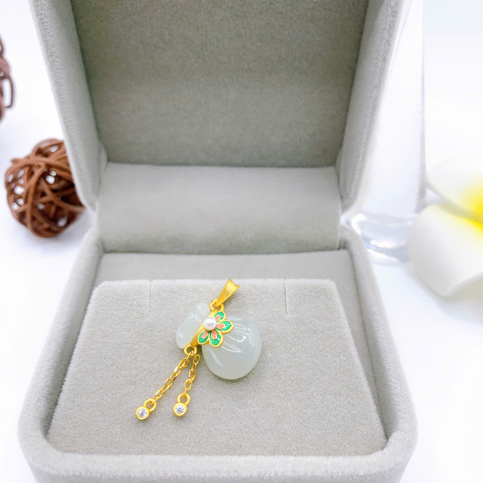 Mặt dây chuyền Bạch Ngọc 12*16mm bạc 925-EW3350-6