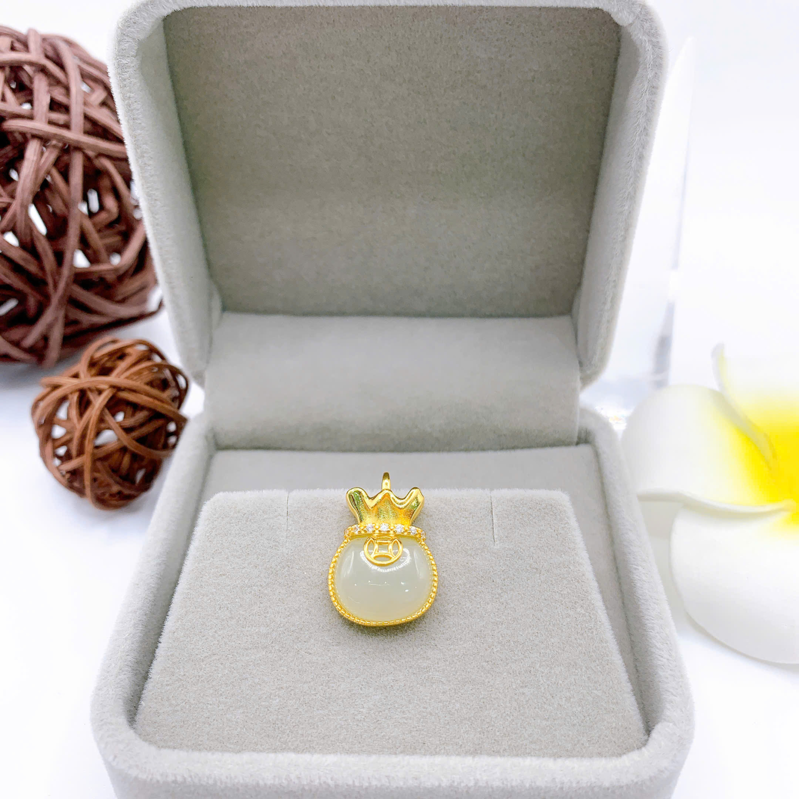 Mặt dây chuyền Bạch Ngọc 10*12mm bạc 925-EW3397-2