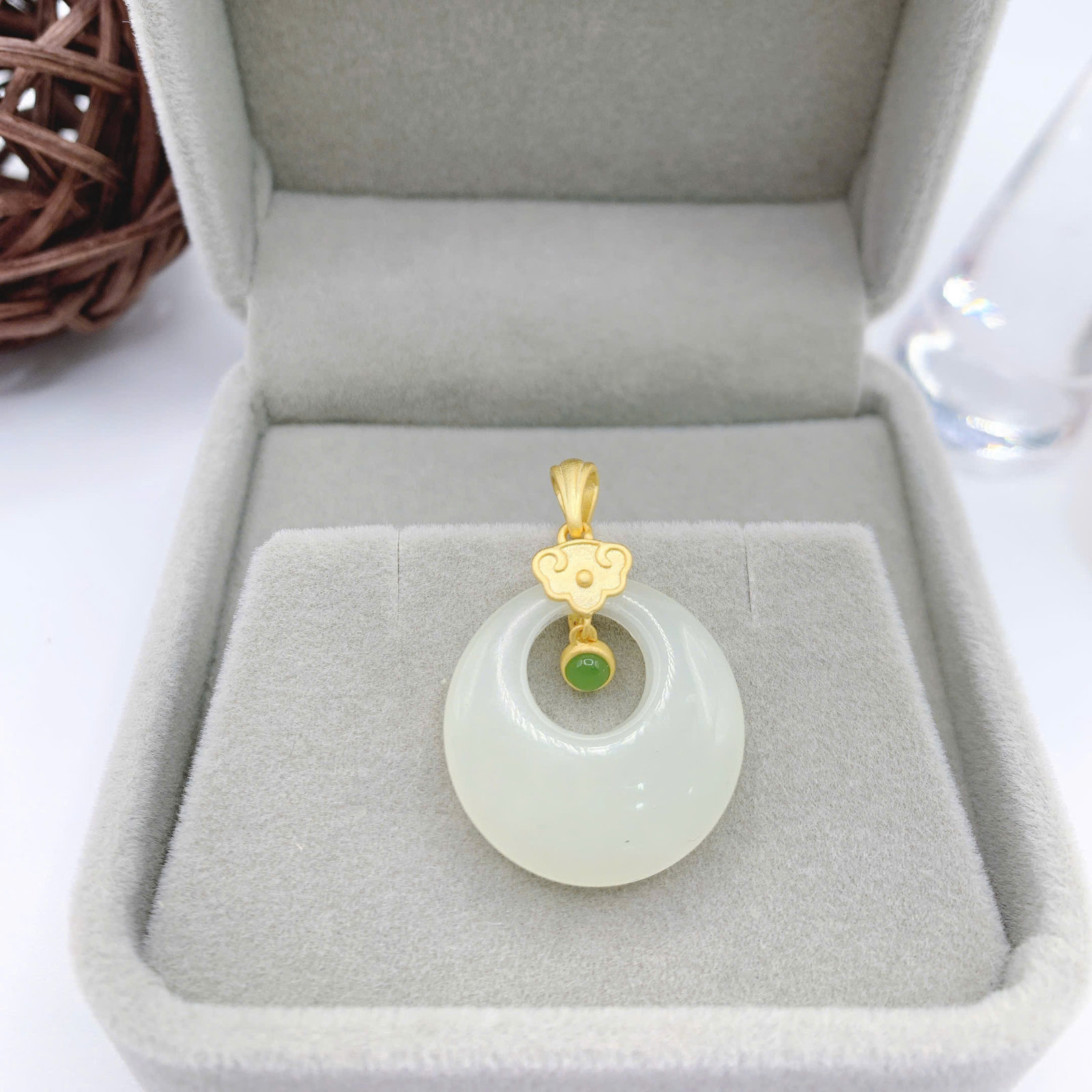 Mặt dây chuyền Bạch Ngọc 22mm bạc 925-EW4373-6