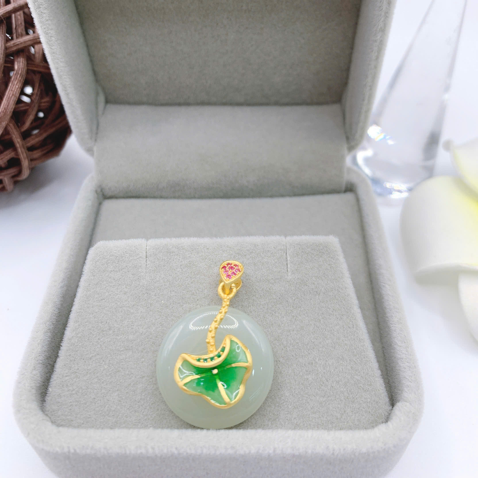 Mặt dây chuyền Bạch Ngọc 20mm bạc 925-EW4655-6