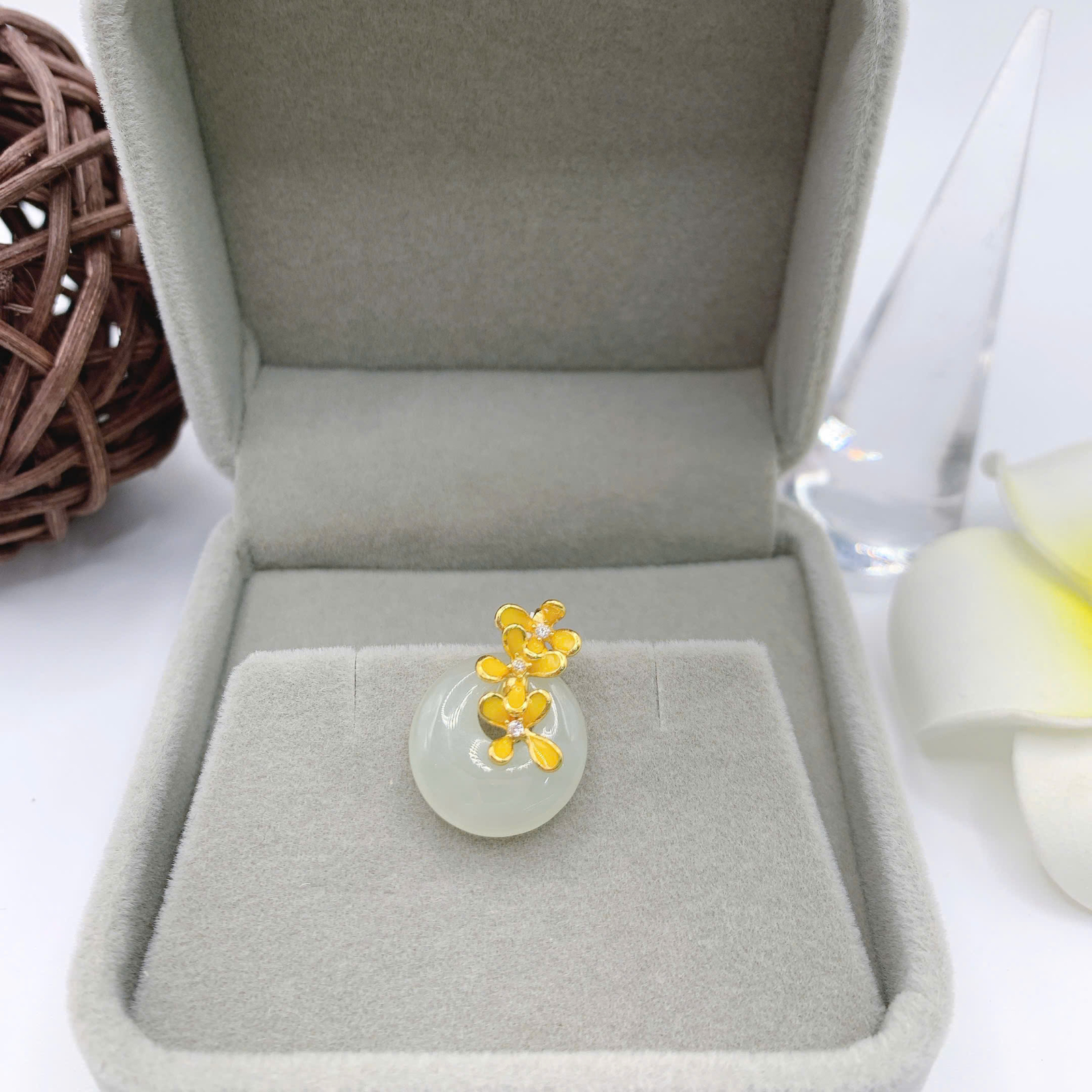 Mặt dây chuyền Bạch Ngọc 15mm bạc 925-EW3176-2