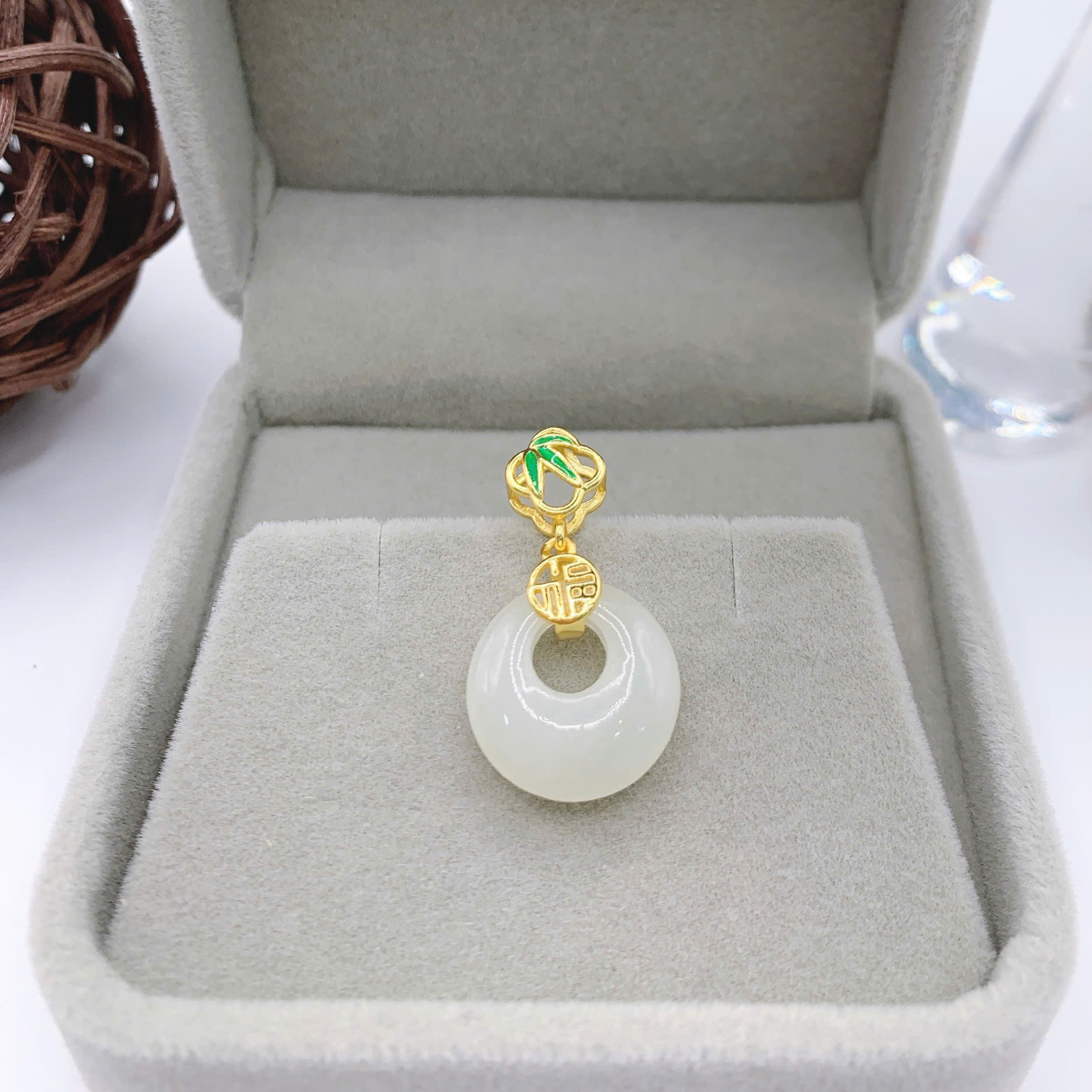 Mặt dây chuyền Bạch Ngọc 15mm bạc 925-EW3253-2