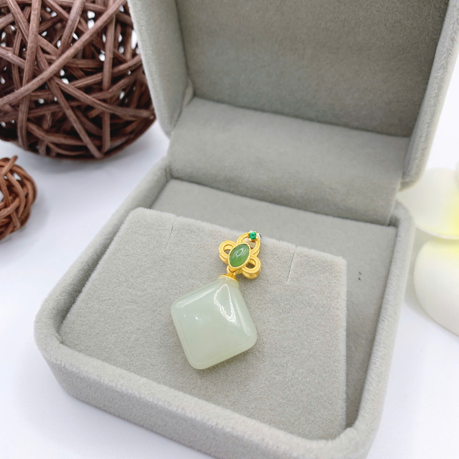 Mặt dây chuyền Bạch Ngọc 14mm bạc 925-EW5773-6