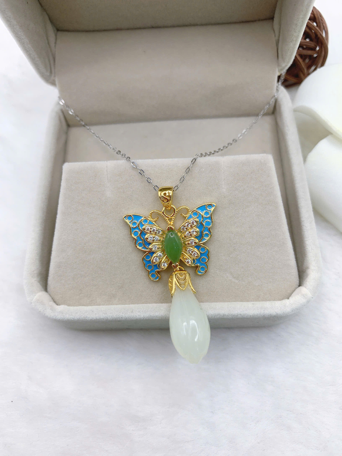 Mặt dây chuyền Bạch Ngọc 9*21mm bạc 925-EW3312-2