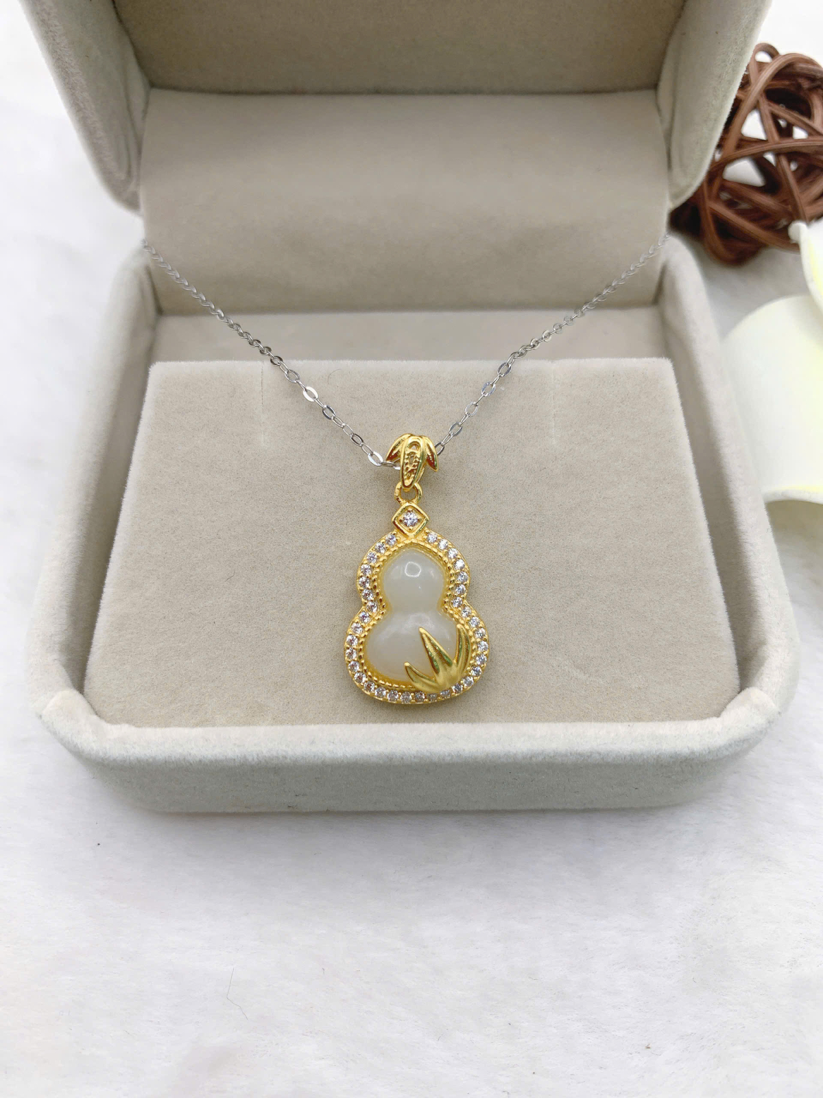 Mặt dây chuyền Bạch Ngọc 9*12mm bạc 925-EW3258-2