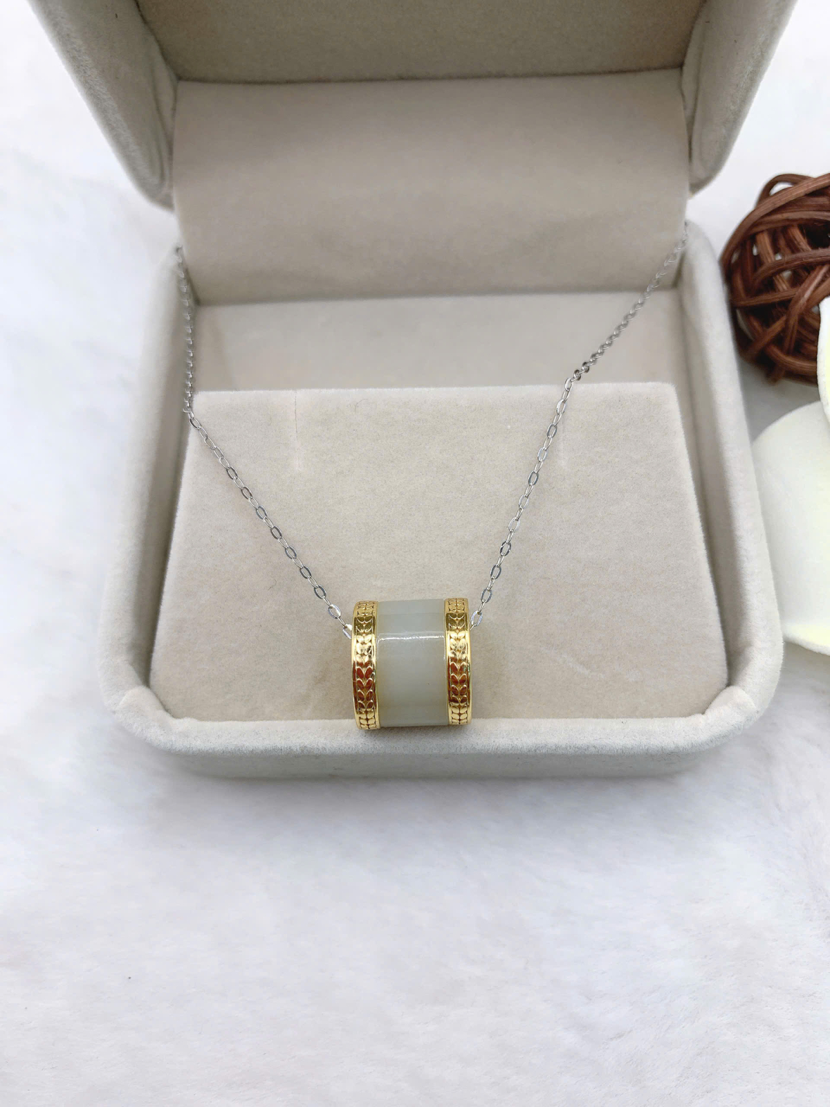 Mặt dây chuyền Bạch Ngọc 7*12mm bạc 925-EW4318-2