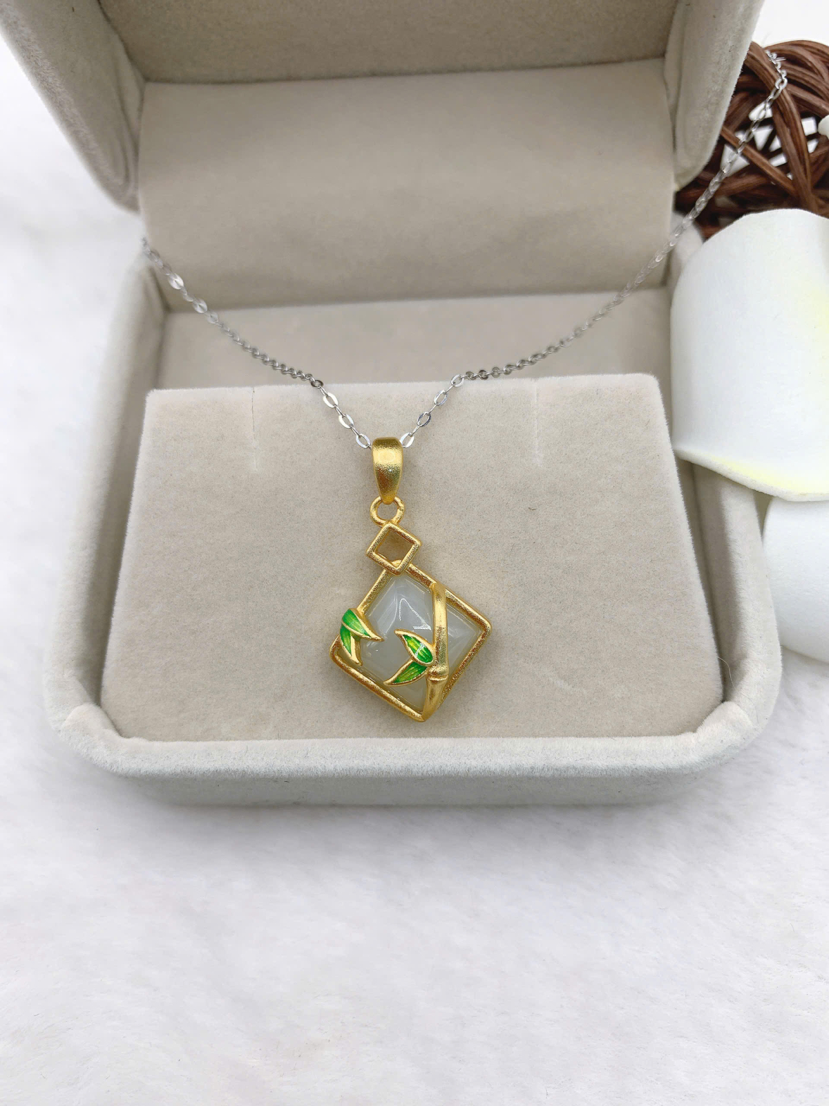 Mặt dây chuyền Bạch Ngọc 10mm bạc 925-EW5577-6