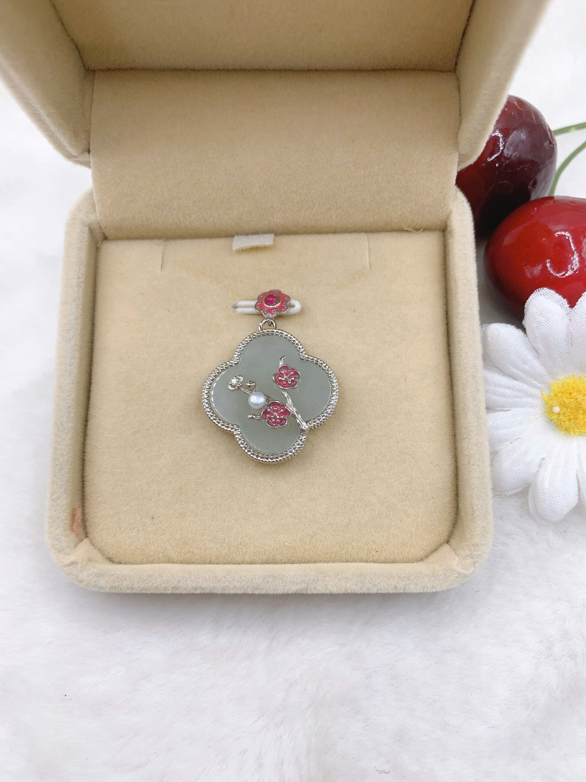 Mặt dây chuyền Bạch Ngọc 20mm bạc 925-EW3168